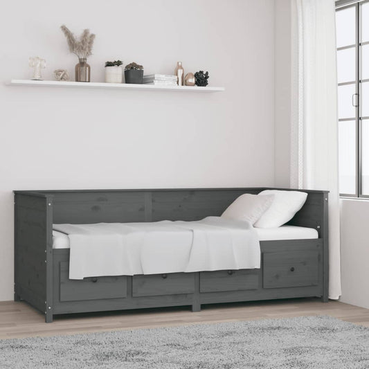 vidaXL Day Bed Grey 90x200 cm Solid Wood Pine