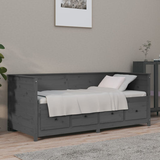vidaXL Day Bed Grey 90x190 cm Solid Wood Pine