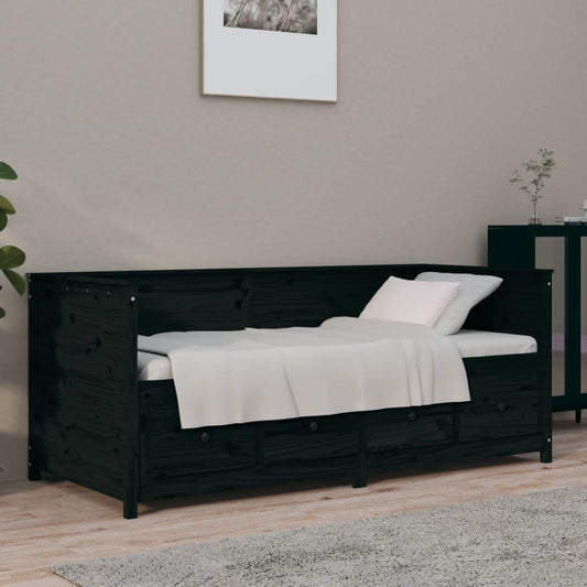 vidaXL Day Bed Black 90x190 cm Solid Wood Pine