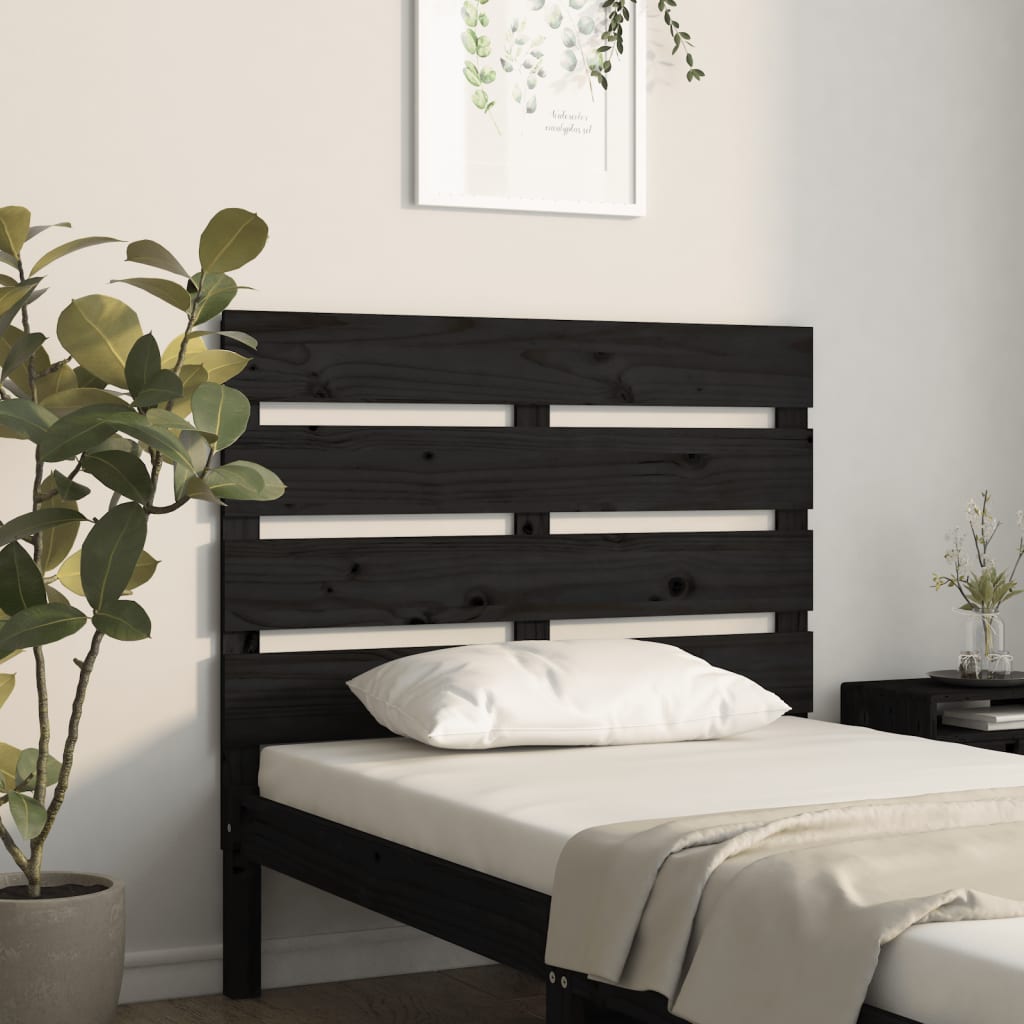 vidaXL Headboard Black 90x3x80 cm Solid Wood Pine