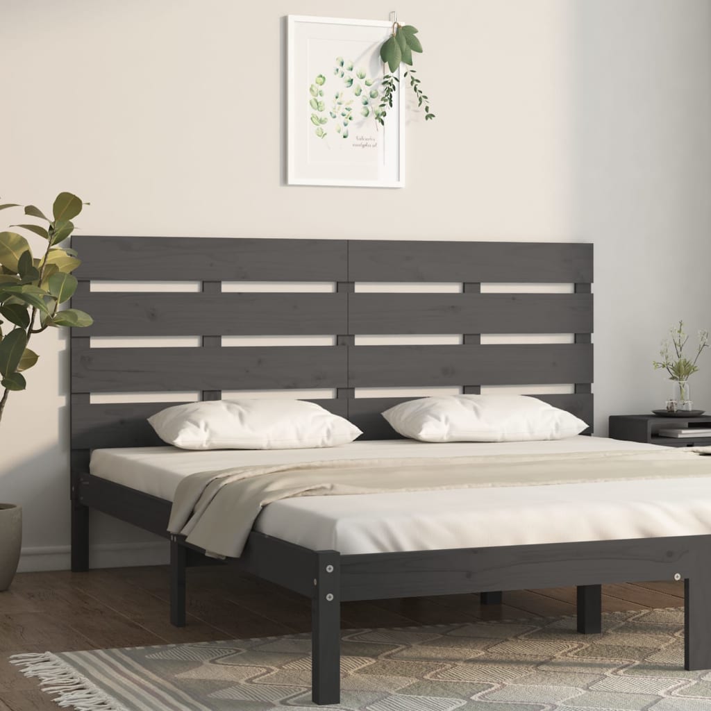 vidaXL Headboard Grey 160x3x80 cm Solid Wood Pine