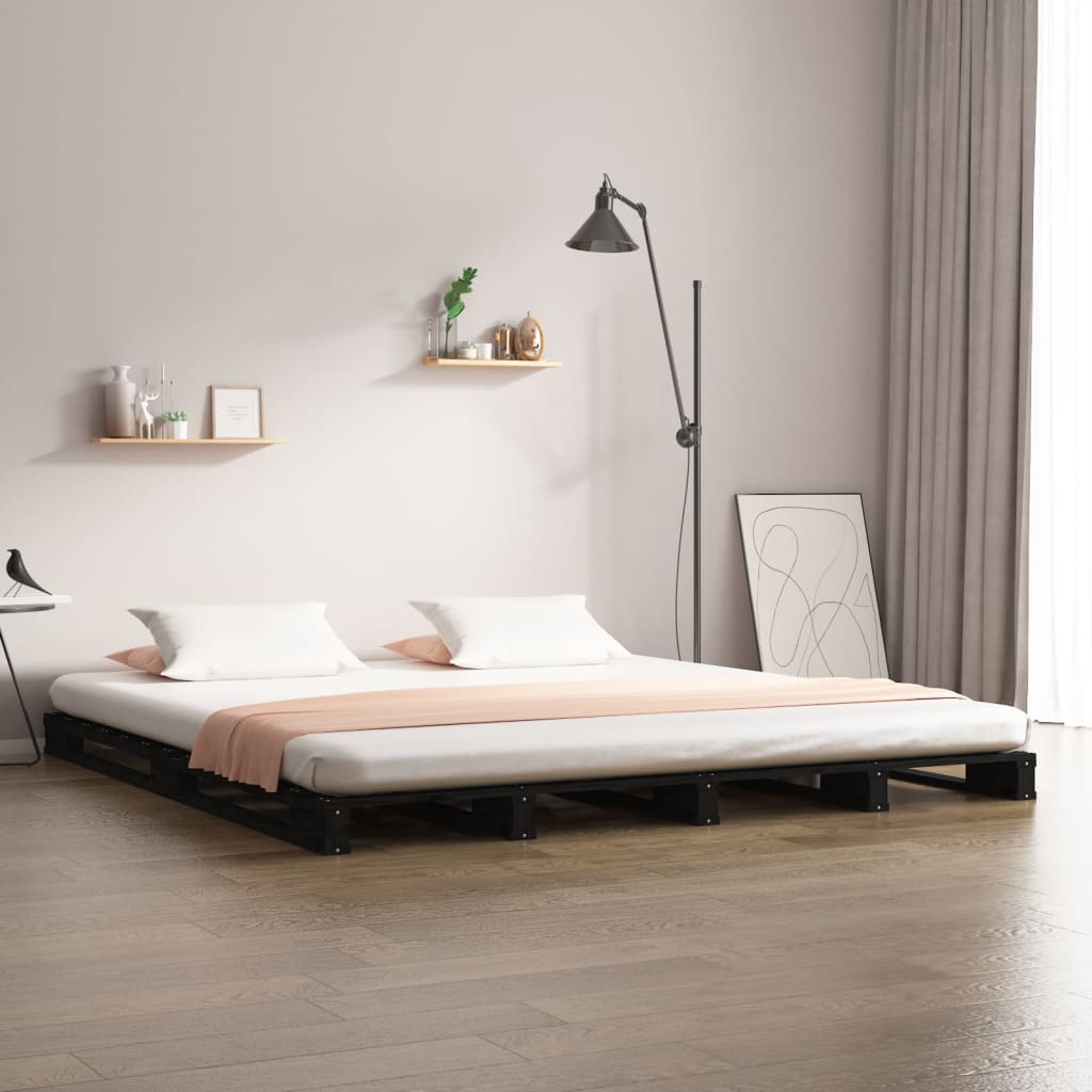 vidaXL Pallet Bed Black 200x200 cm Solid Wood Pine