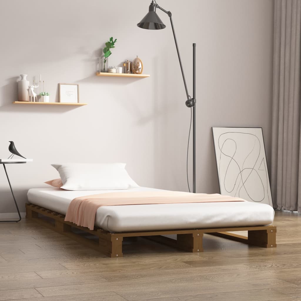 vidaXL Pallet Bed Honey Brown 90x190 cm Single Solid Wood Pine