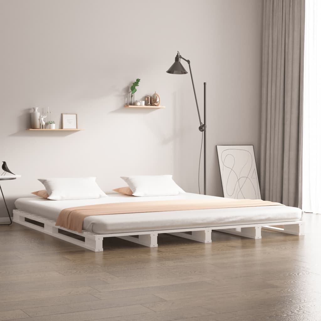 vidaXL Pallet Bed White 135x190 cm Double Wood Pine