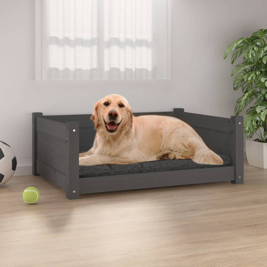 vidaXL Dog Bed Grey 75.5x55.5x28 cm Solid Pine Wood