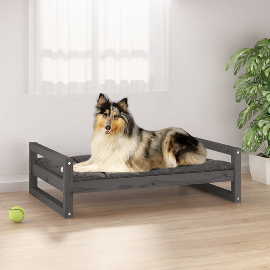 vidaXL Dog Bed Grey 95.5x65.5x28 cm Solid Pine Wood