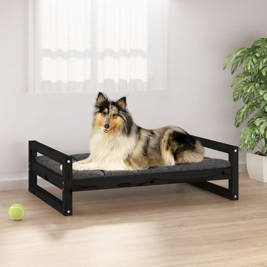 vidaXL Dog Bed Black 95.5x65.5x28 cm Solid Pine Wood