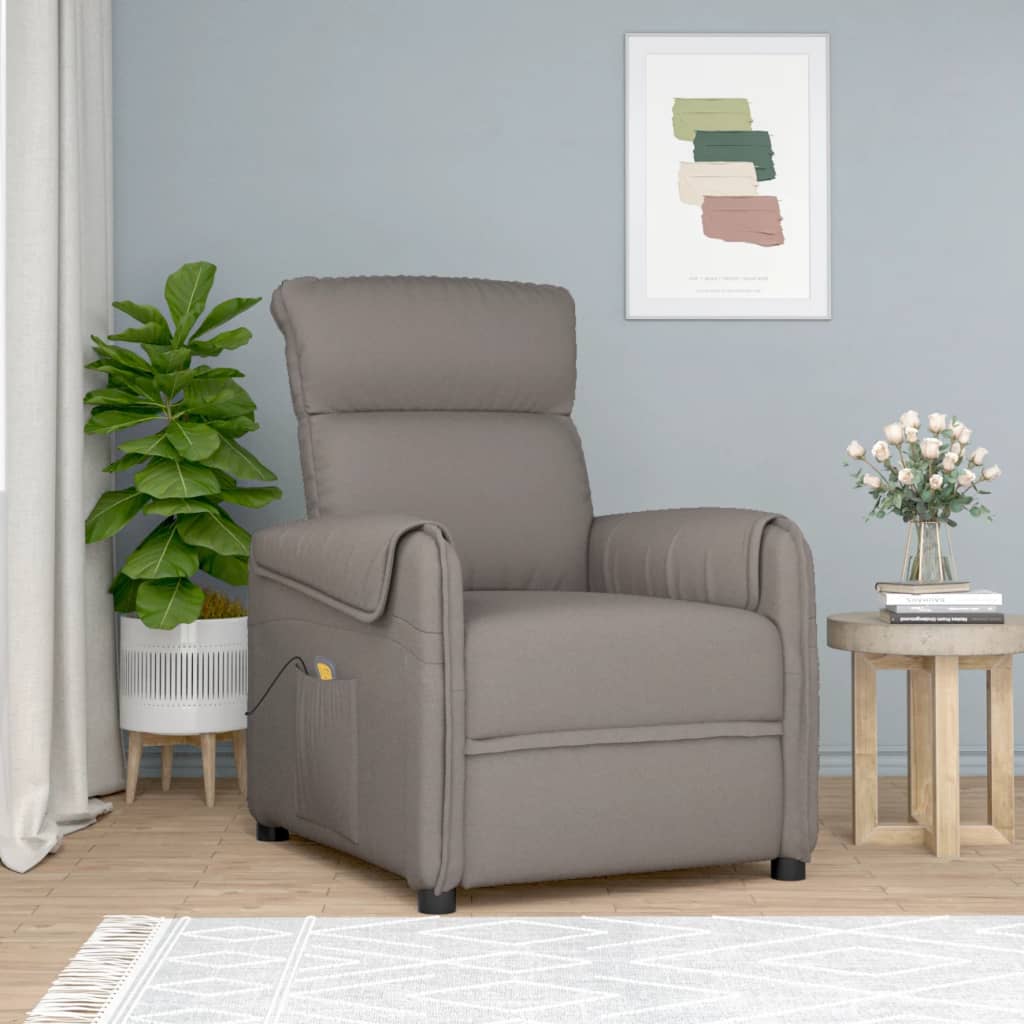 vidaXL Massage Chair Taupe Fabric