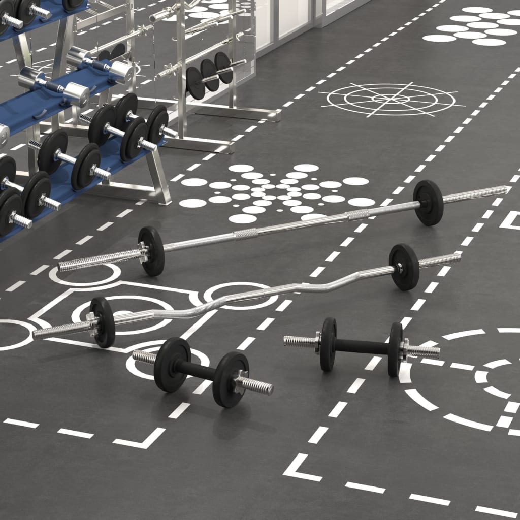 vidaXL Barbell and Dumbbell Set 30 kg Cast Iron