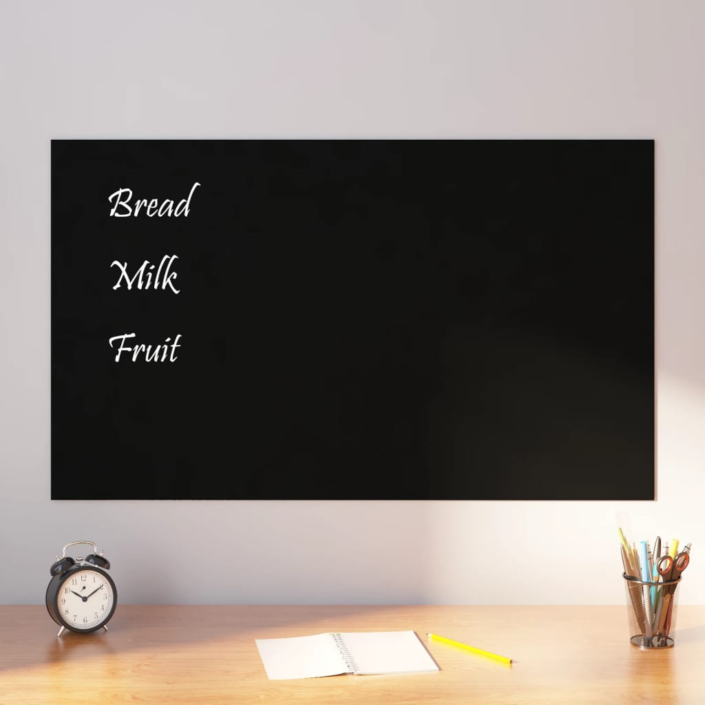 vidaXL Wall-mounted Magnetic Board Black 100x60 cmåÊTempered Glass