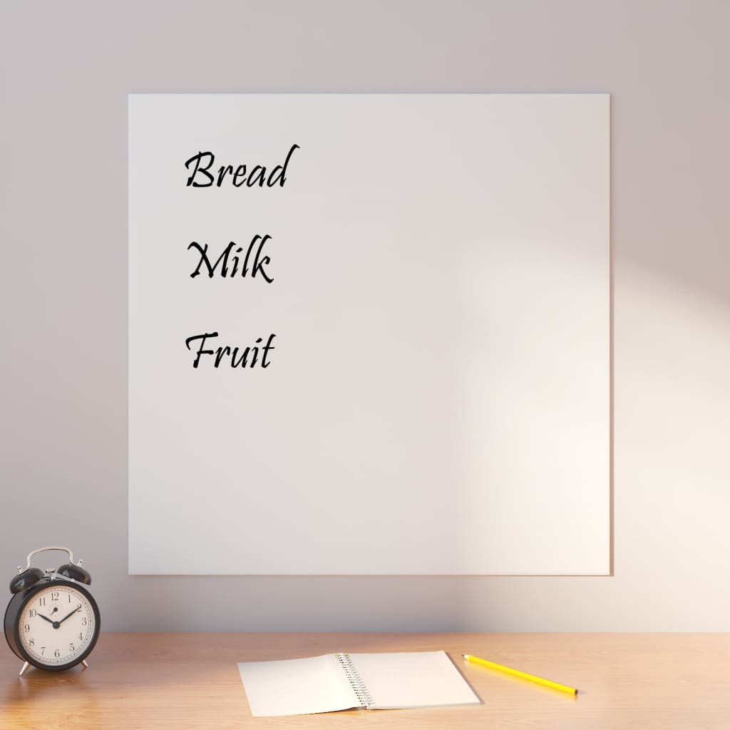 vidaXL Wall-mounted Magnetic Board White 60x60 cmåÊTempered Glass
