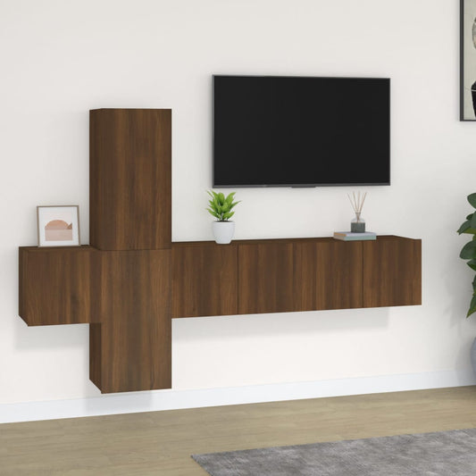 vidaXL 5 Piece TV Cabinet Set Brown Oak Engineered Wood
