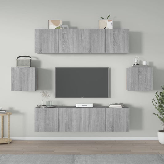 vidaXL 6 Piece TV Cabinet Set Grey Sonoma Engineered Wood