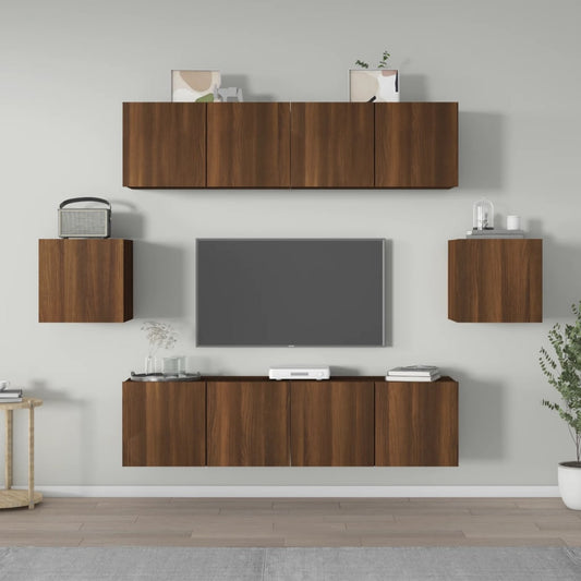 vidaXL 6 Piece TV Cabinet Set Brown Oak Engineered Wood