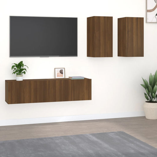 vidaXL 4 Piece TV Cabinet Set Brown Oak Engineered Wood