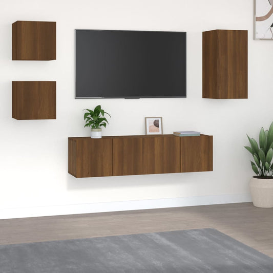 vidaXL 5 Piece TV Cabinet Set Brown Oak Engineered Wood