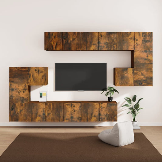 vidaXL 10 Piece TV Cabinet Set Smoked Oak Engineered Wood