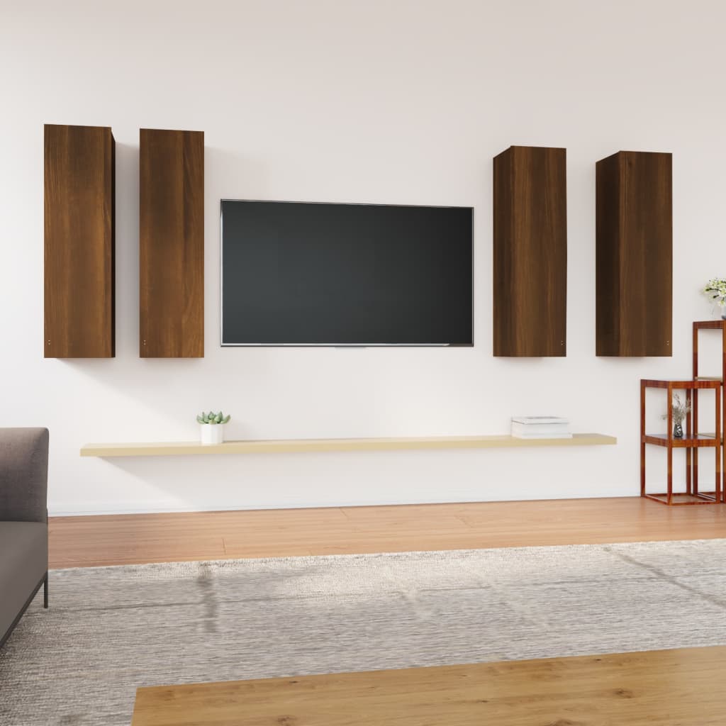 vidaXL TV Cabinets 4 pcs Brown Oak 30.5x30x110 cm Engineered Wood