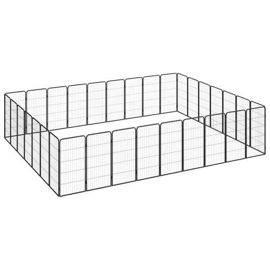 vidaXL 32-Panel Dog Playpen Black 50x100 cm Powder-coated Steel