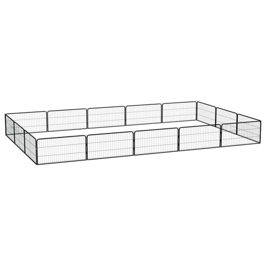 vidaXL 16-Panel Dog Playpen Black 100x50 cm Powder-coated Steel