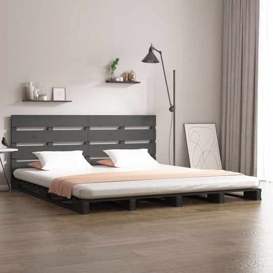 vidaXL Bed Frame Grey 160x200 cm Solid Wood Pine
