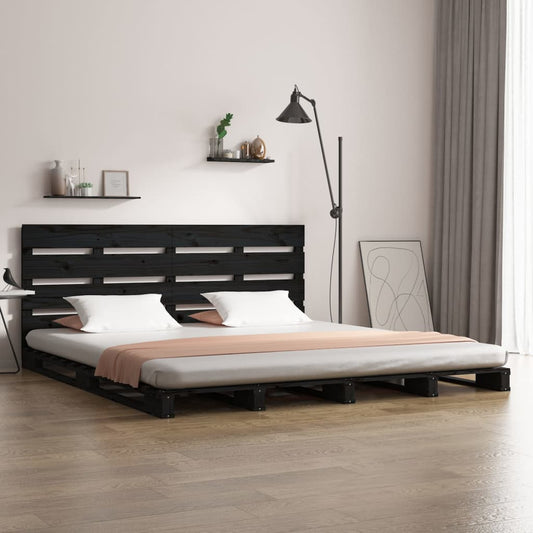 vidaXL Bed Frame Black 200x200 cm Solid Wood Pine