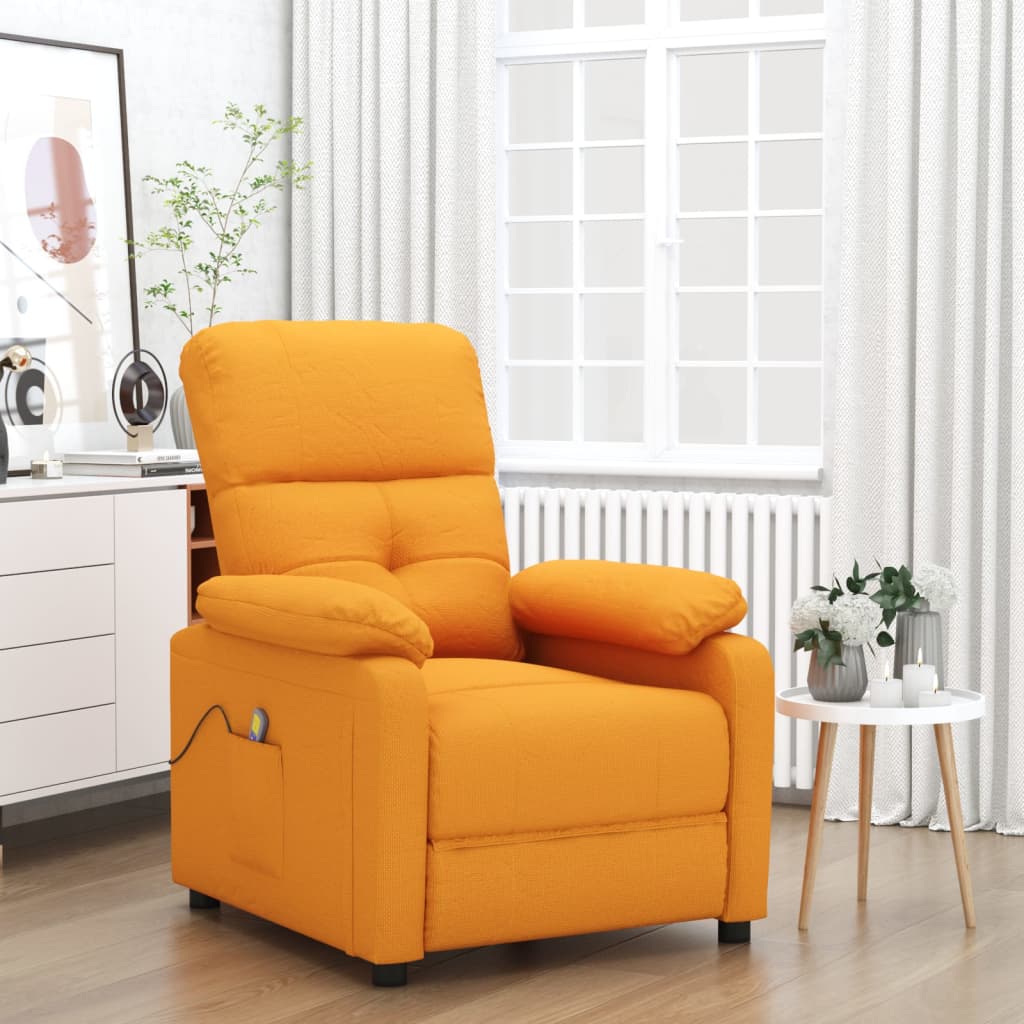 vidaXL Massage Chair Dark Yellow Fabric