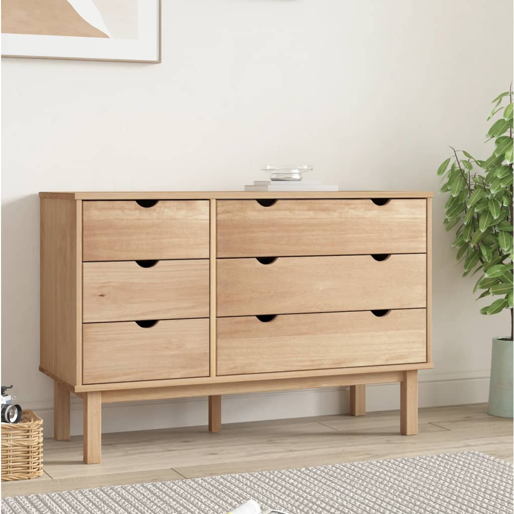 vidaXL Drawer Cabinet OTTA 111x42x73.5cm Solid Wood Pine