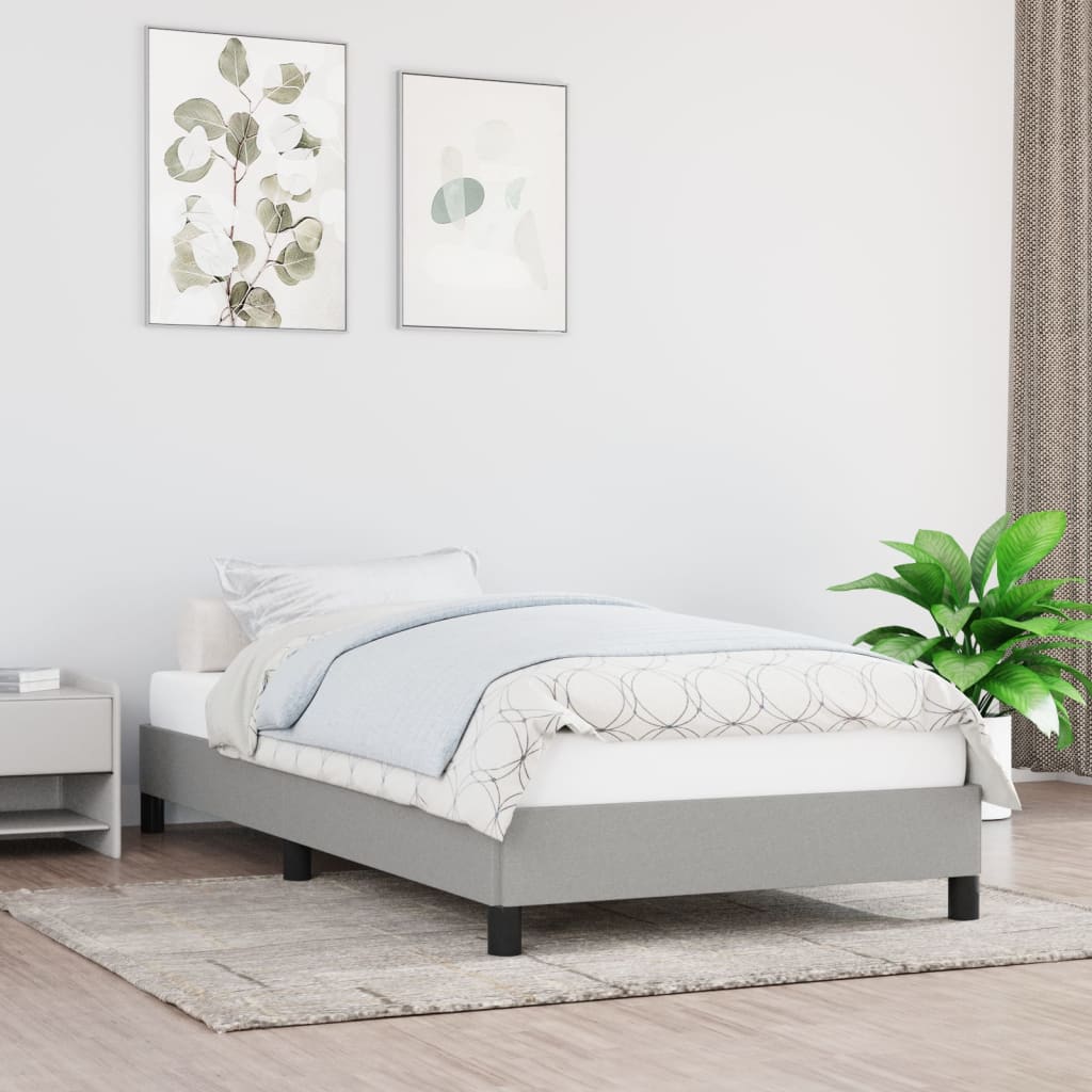 vidaXL Bed Frame Light Grey 90x190 cm Single Fabric