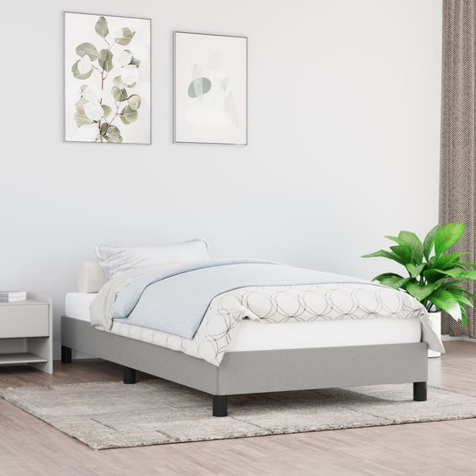 vidaXL Bed Frame Light Grey 90x190 cm Single Fabric