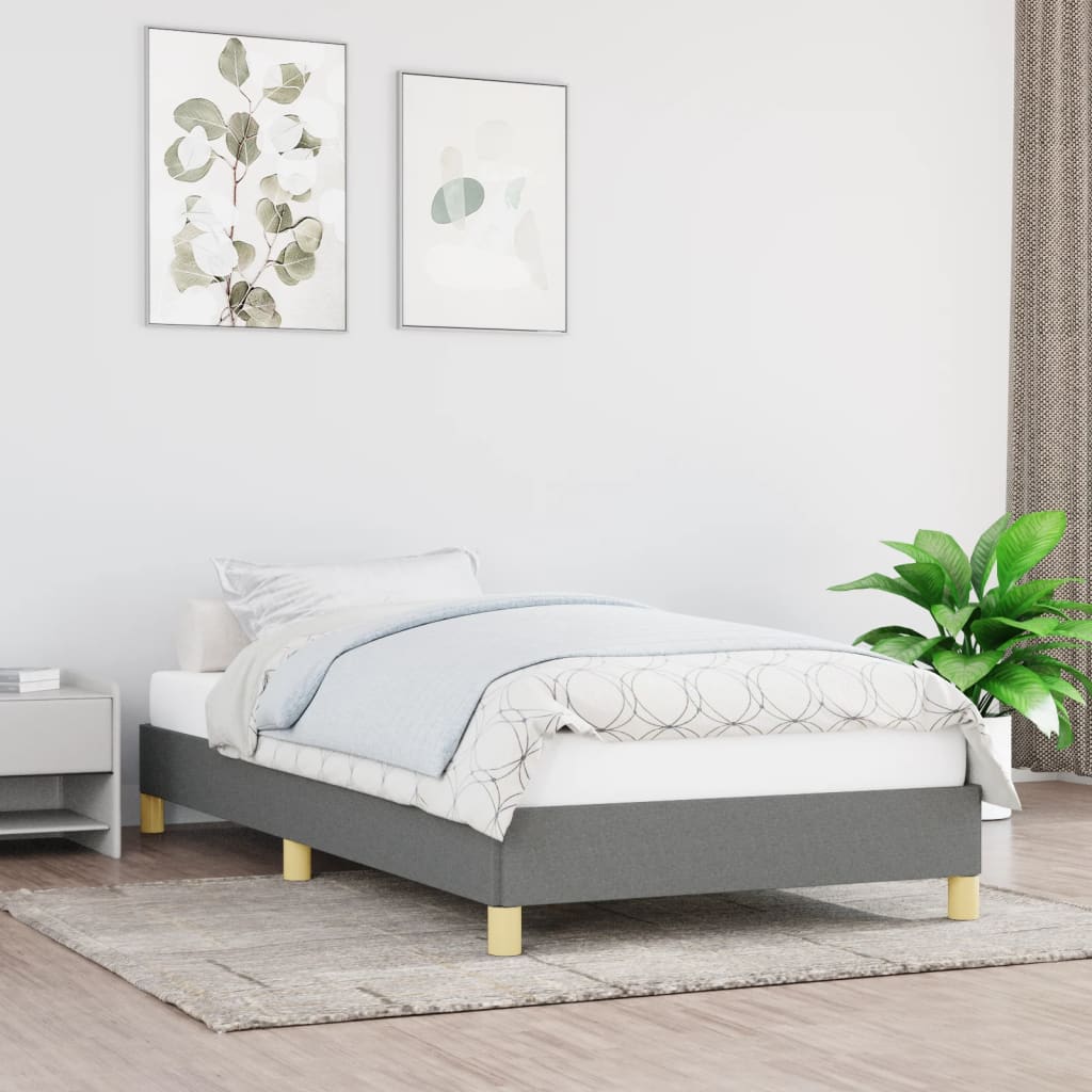 vidaXL Bed Frame Dark Grey 90x190 cm Single Fabric