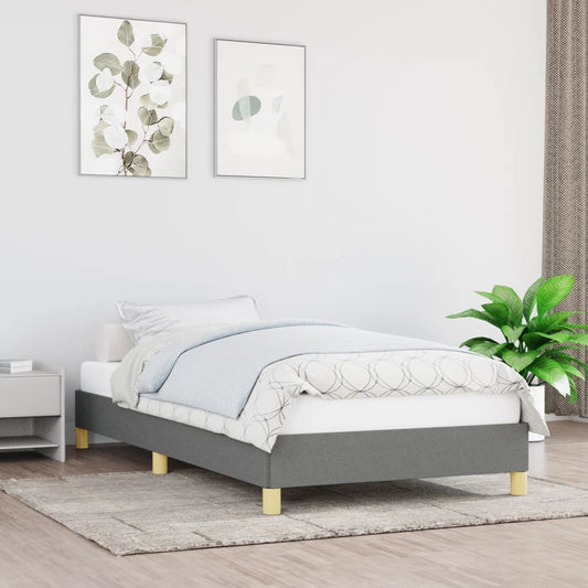 vidaXL Bed Frame Dark Grey 90x190 cm Single Fabric