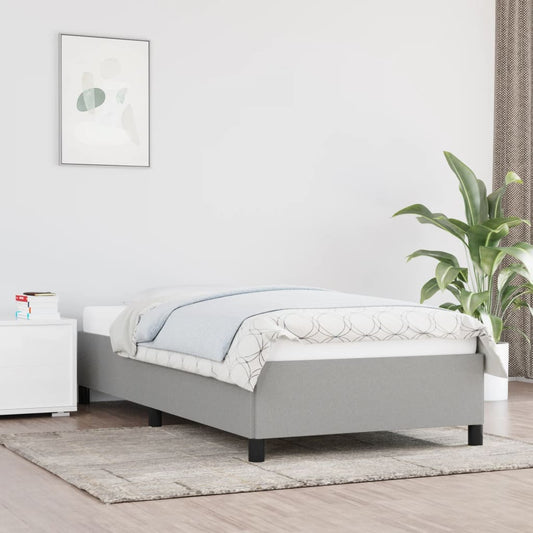 vidaXL Bed Frame Light Grey 90x190 cm Single Fabric