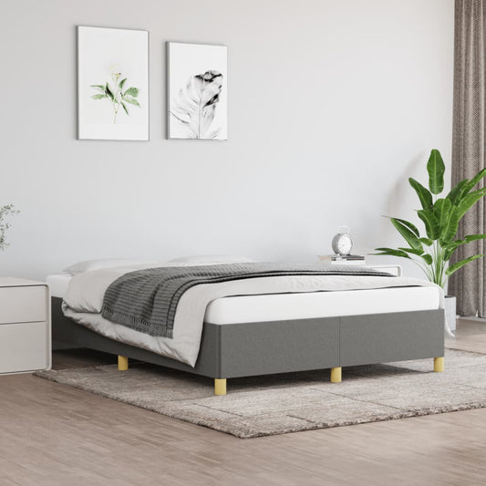 vidaXL Bed Frame Dark Grey 135x190 cm Double Fabric