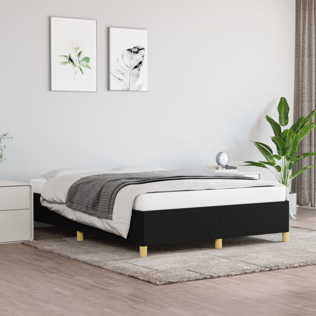 vidaXL Bed Frame Black 135x190 cm Double Fabric
