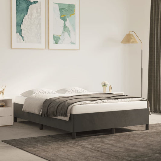 vidaXL Bed Frame Dark Grey 135x190 cm Double Velvet