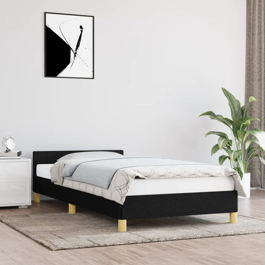 vidaXL Bed Frame with Headboard Black 90x190cm Single Fabric