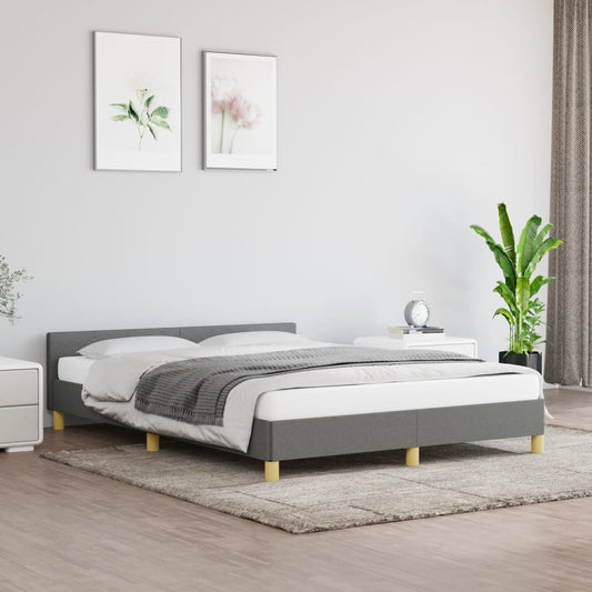 vidaXL Bed Frame with Headboard Dark Grey 180x200cm Super King Fabric