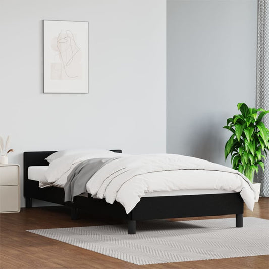 vidaXL Bed Frame with Headboard Black 90x190cm Single Faux Leather