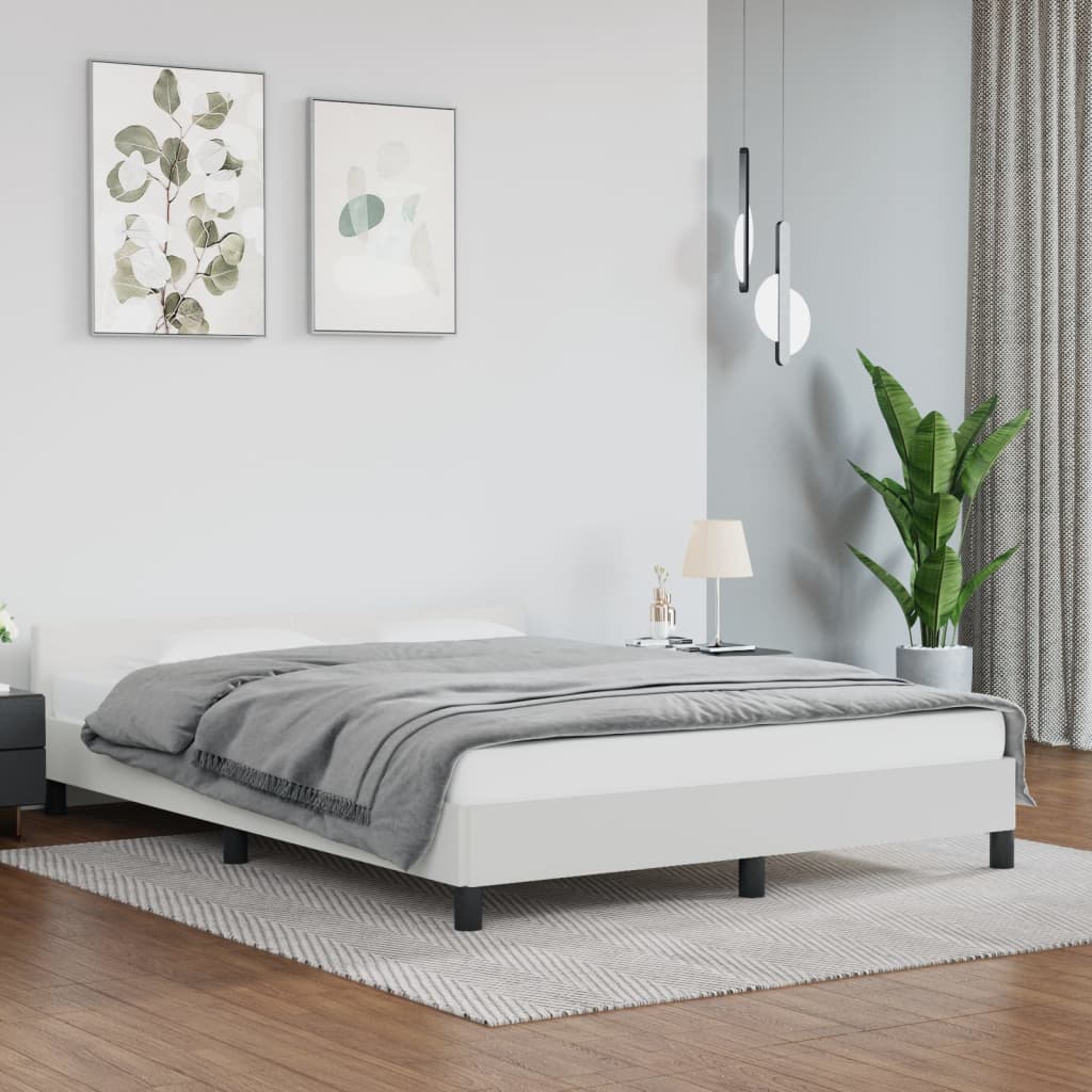 vidaXL Bed Frame with Headboard White 180x200cm Super King Faux Leather
