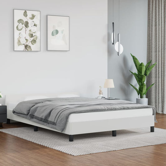 vidaXL Bed Frame with Headboard White 180x200cm Super King Faux Leather