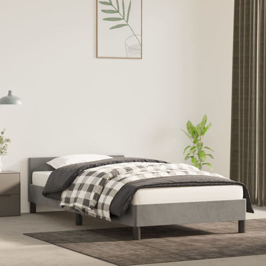 vidaXL Bed Frame with Headboard Light Grey 90x190cm Single Velvet