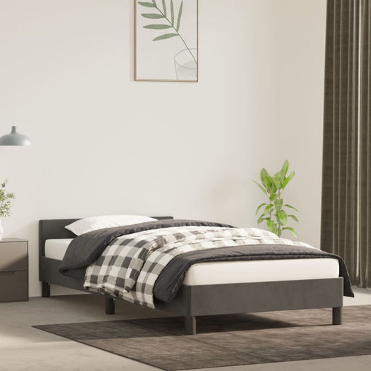 vidaXL Bed Frame with Headboard Dark Grey 90x190cm Single Velvet