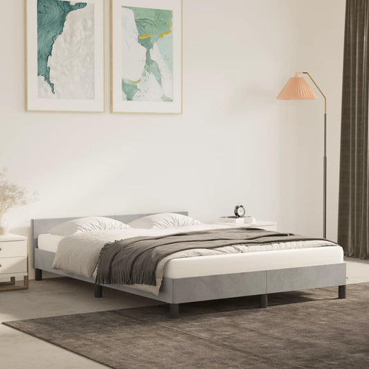 vidaXL Bed Frame with Headboard Light Grey 180x200cm Super King Velvet
