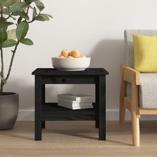 vidaXL Coffee Table Black 45x45x40 cm Solid Wood Pine