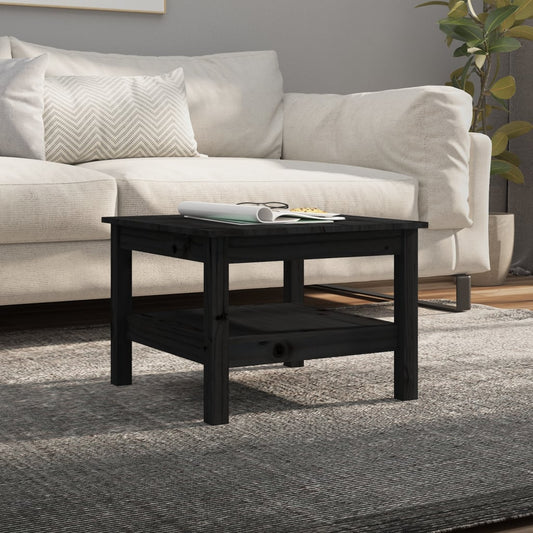vidaXL Coffee Table Black 55x55x40 cm Solid Wood Pine