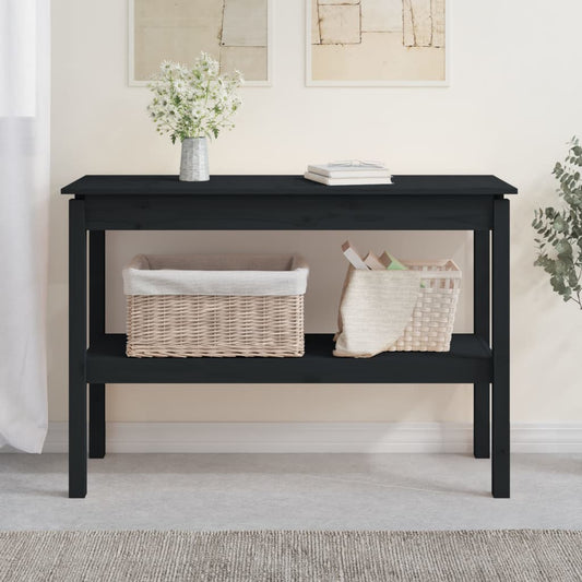 vidaXL Console Table Black 110x40x75 cm Solid Wood Pine
