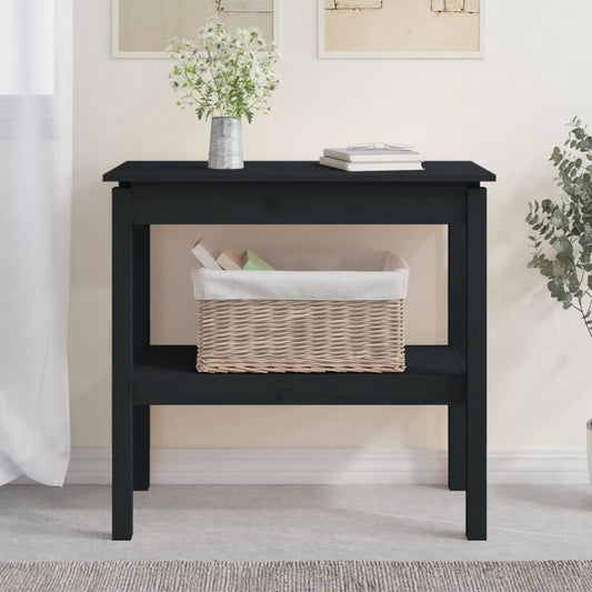 vidaXL Console Table Black 80x40x75 cm Solid Wood Pine