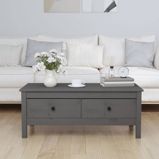 vidaXL Coffee Table Grey 100x50x40 cm Solid Wood Pine