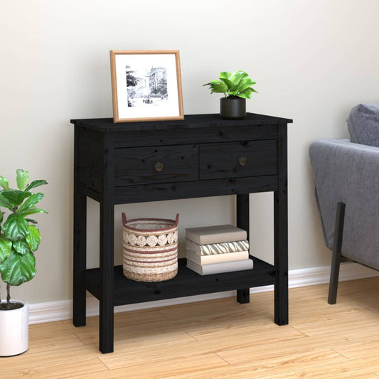 vidaXL Console Table Black 75x35x75 cm Solid Wood Pine
